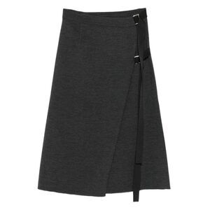 MRZ Asymmetrical Wrap Midi Skirt Women GREY Skirts